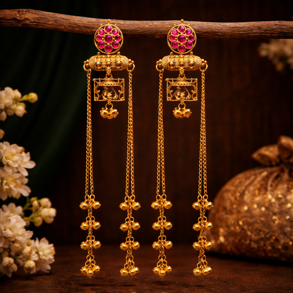 Kaira Kashmiri Brass Dejhoor Ghungroo Earrings