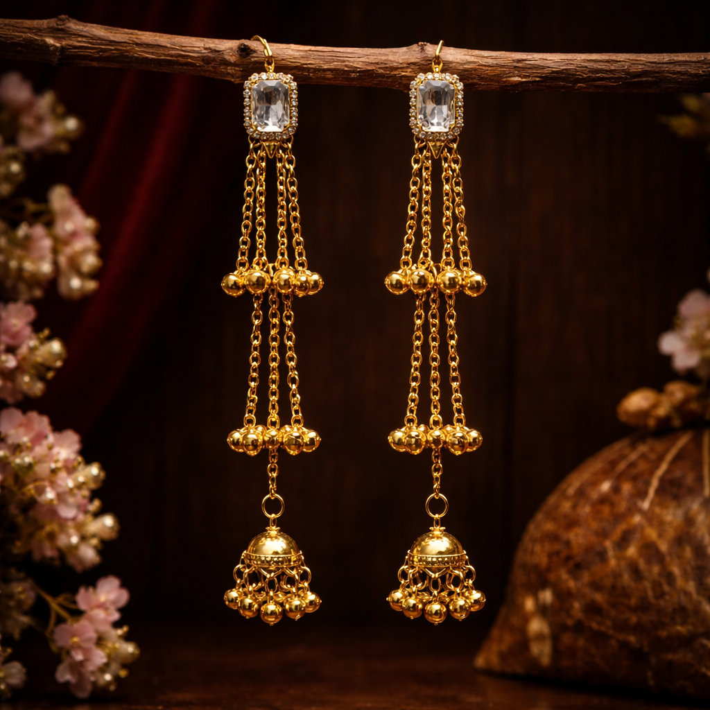 drisha Premium Kashmiri Brass Ghungroo Earrings
