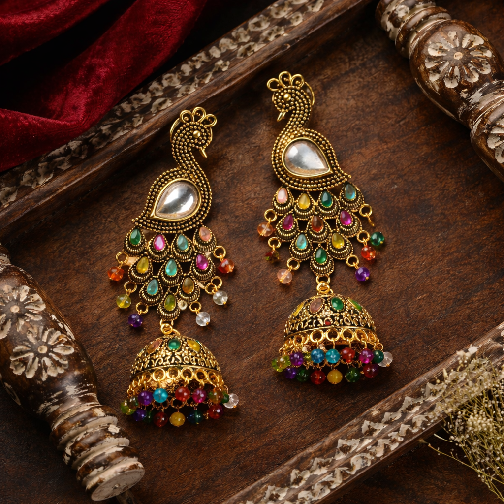 Rangrez Peacock Chandrika Earrings