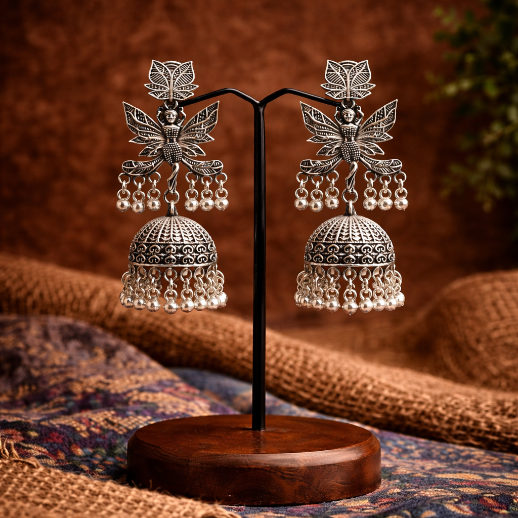 Apsara Oxidised Jhumka Earrings