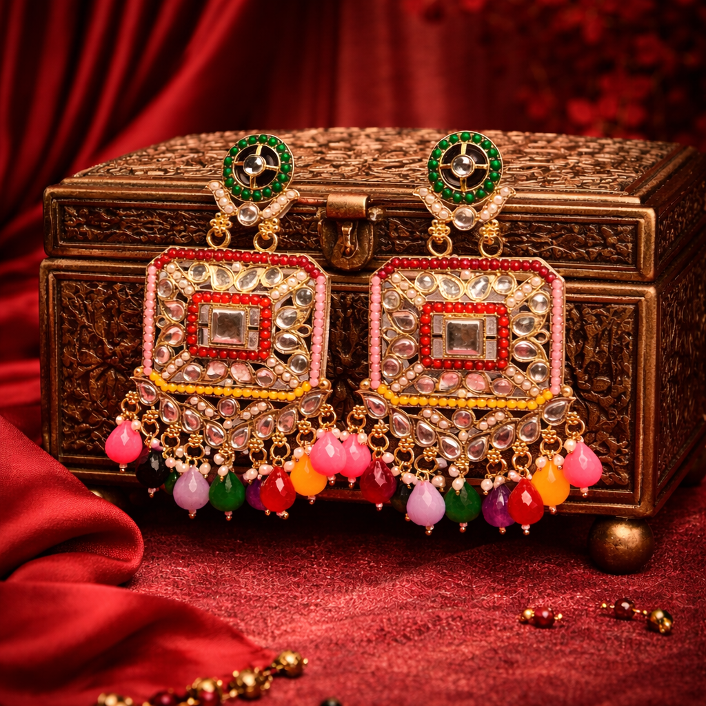 Rangriti Royal Kundan Drop Earrings