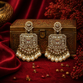 Royal Pearl Kundan Square Drops