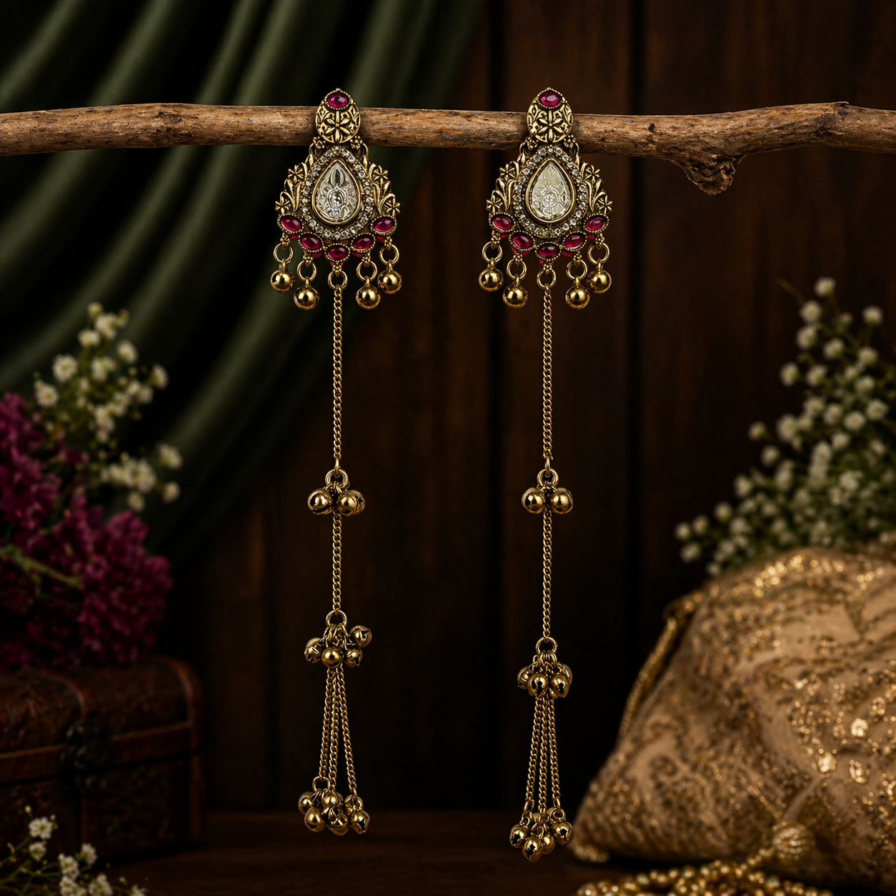 Noor Premium Kashmiri Earring-Rani