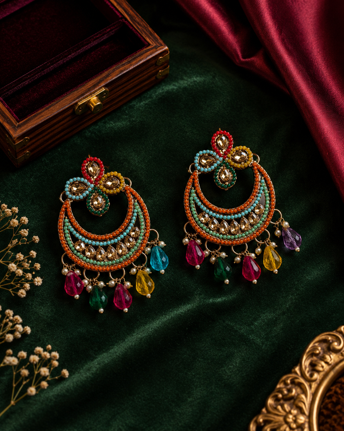 Navratan Jhalar Necklace Set