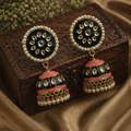 Meenakari Jhumka Earrings-Black