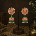Meenakari Jhumka Earrings- Peach