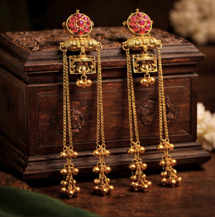 Kaira Kashmiri Brass Dejhoor Ghungroo Earrings