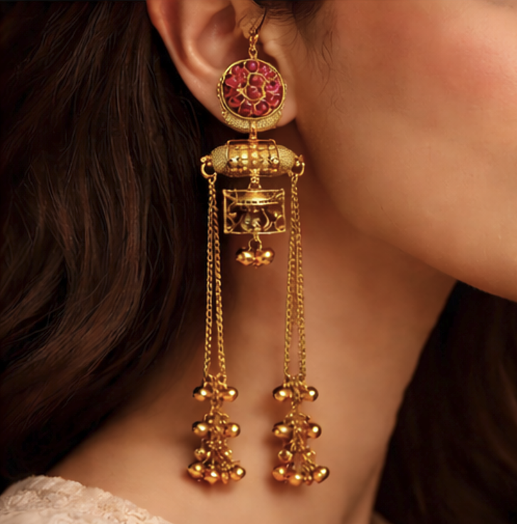 Kaira Kashmiri Brass Dejhoor Ghungroo Earrings