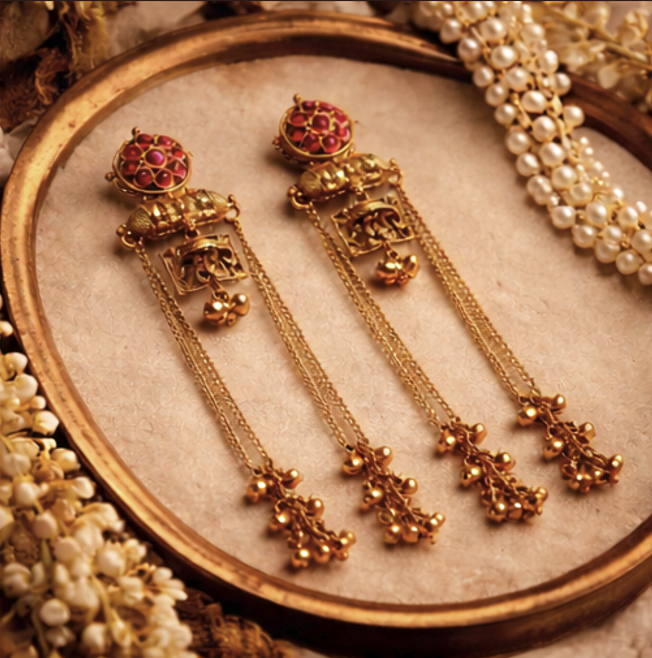 Kaira Kashmiri Brass Dejhoor Ghungroo Earrings