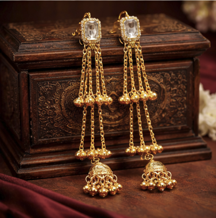 drisha Premium Kashmiri Brass Ghungroo Earrings