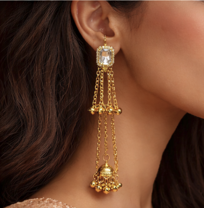 drisha Premium Kashmiri Brass Ghungroo Earrings