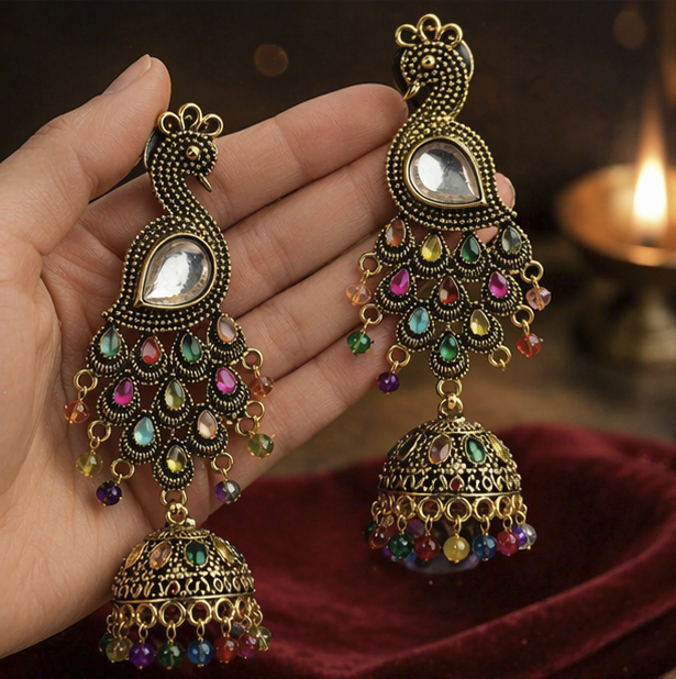 Rangrez Peacock Chandrika Earrings