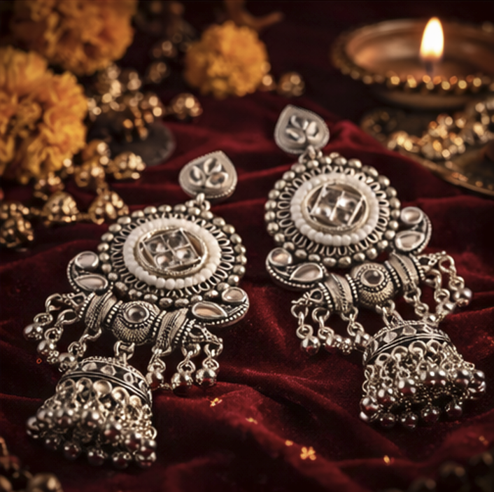 Meher Premium Oxidised Earrings