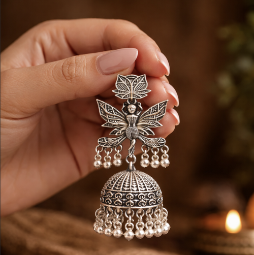 Apsara Oxidised Jhumka Earrings