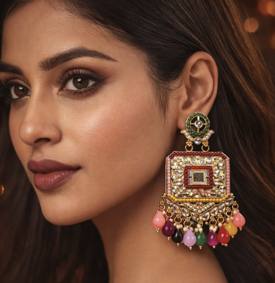 Rangriti Royal Kundan Drop Earrings