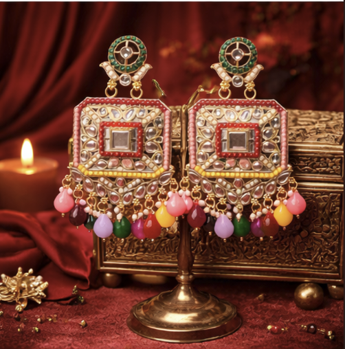 Rangriti Royal Kundan Drop Earrings