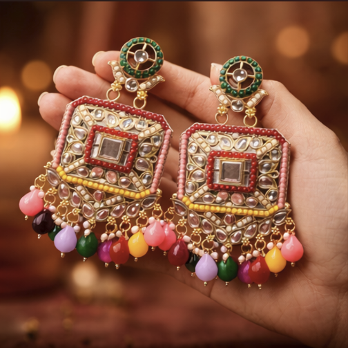 Rangriti Royal Kundan Drop Earrings