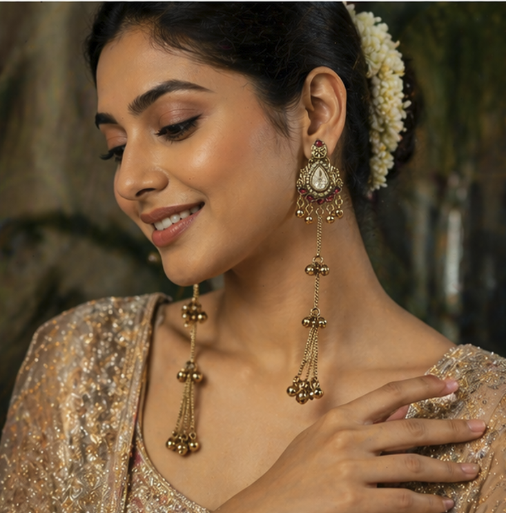 Noor Premium Kashmiri Earring-Rani