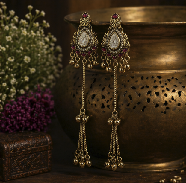 Noor Premium Kashmiri Earring-Rani