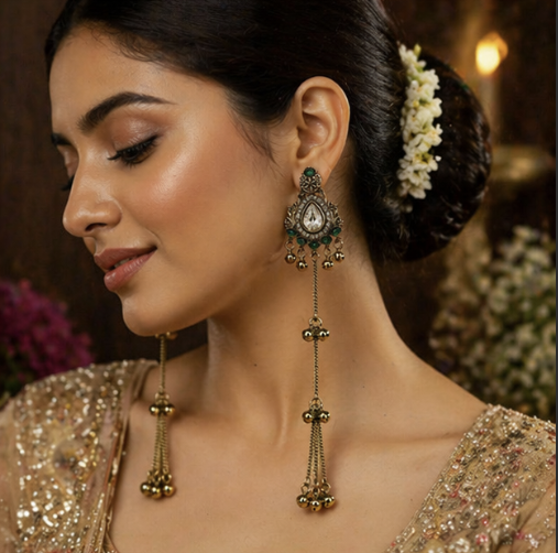 Noor Premium Kashmiri Earring-Green
