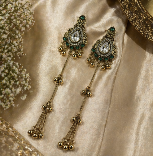 Noor Premium Kashmiri Earring-Green