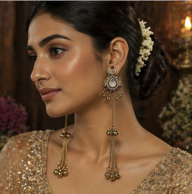 Noor Premium Kashmiri Earring-Red