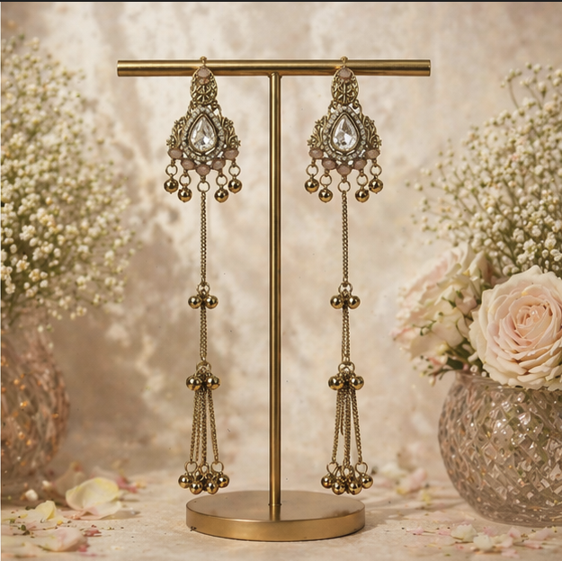 Noor Premium Kashmiri Earring-Peach