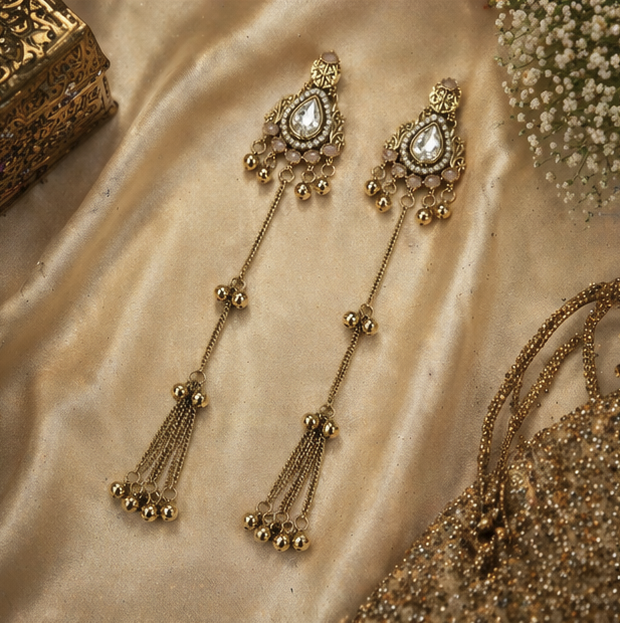 Noor Premium Kashmiri Earring-Peach
